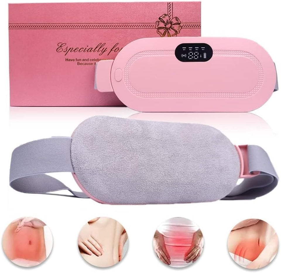 Portable Heating Pad, Period Heat Belt with 3 Temperature Adjustable and Vibration Modes, Heat Belt Period Relief from Back, Abdominal and Stomach Pain (Pink)