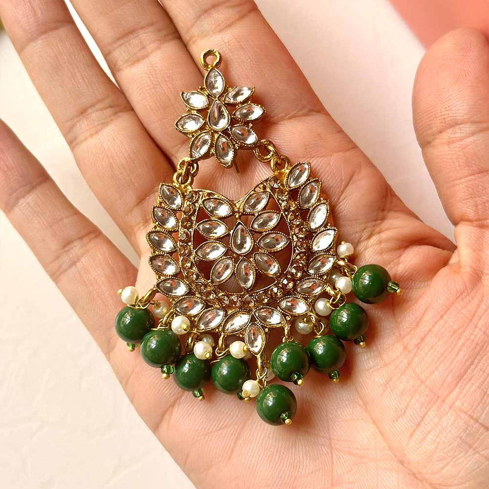 Sameera Earrings/Teeka Set (Green)