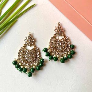 Sameera Earrings/Teeka Set (Green)